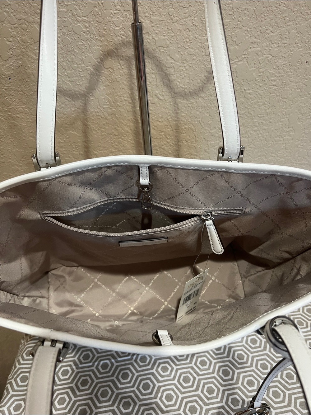 Michael Kors White Multicolor Airplane-Print Tote - Picture 5 of 6